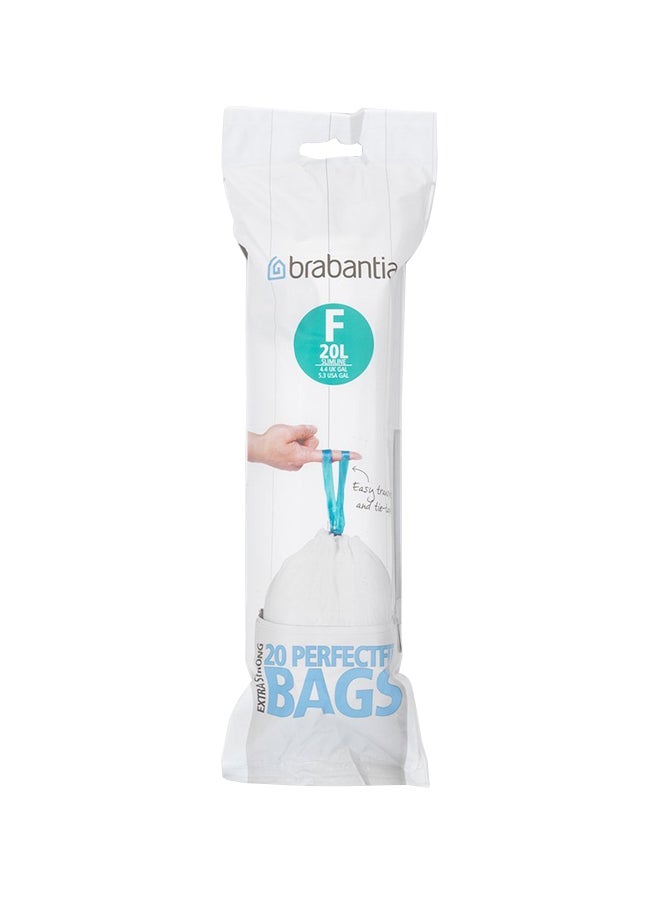 brabantia 20-Piece Code F Perfectfit Bin Liner White 20Liters