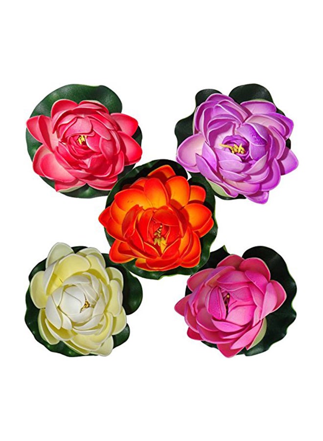 Generic 5-Piece Artificial Floating Lotus Flower Multicolor 4inch  - Image 1