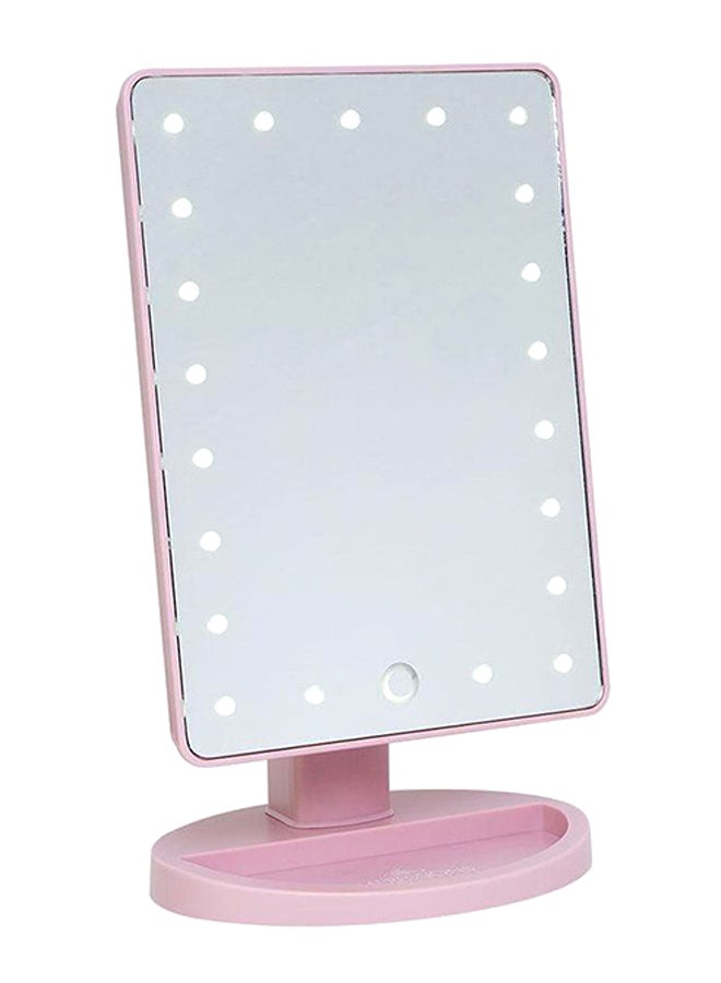 Generic LED Light Makeup Countertop Vanity Mirror Pink 22x16cm 