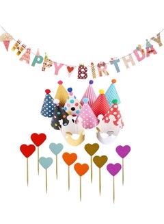 22-Piece Party Hat And Banner Set With Cake Insert Cards