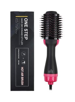 Generic One-Step Hair Blow Tangle Comb And Dryer Black/Pink 35 x 10centimeter  - Image 1