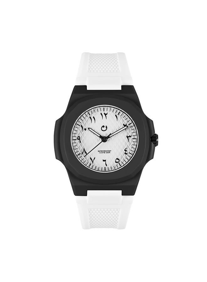 نون ساعة يد بعقارب وسوار من المطاط طراز Kids01-35 مم لون أبيض kids_unisex  - Image 1