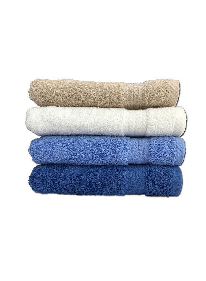 Banotex 4-Piece Egyptian Bath Towel Set Beige/White/Blue 50 x 100cm - Image 1