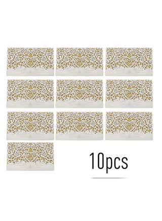 10-Piece Pearl Paper Invitation Card Holder Set White/Gold - v1590219810/N38194698A_1