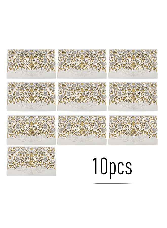 10-Piece Pearl Paper Invitation Card Holder Set White/Gold
