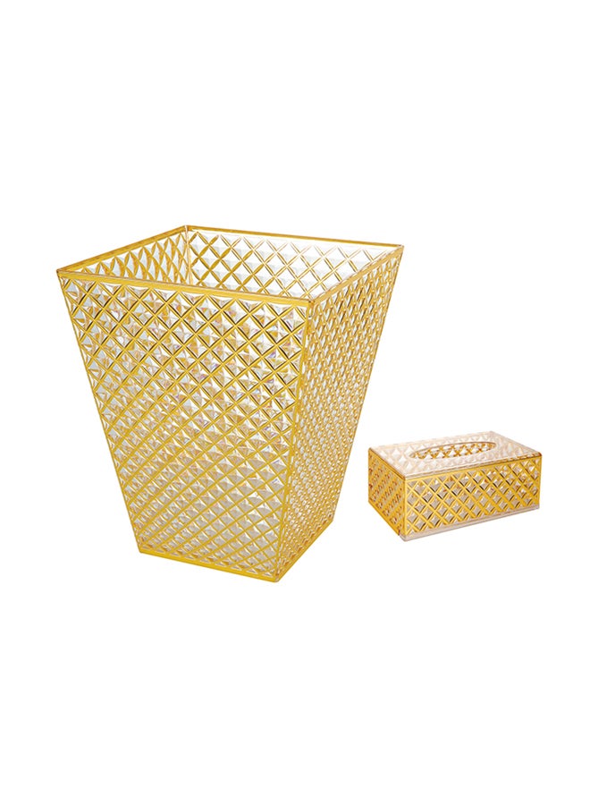 Roman Gifts Acrylic Trash Can And Tissue Box Set Gold 200X220cm 