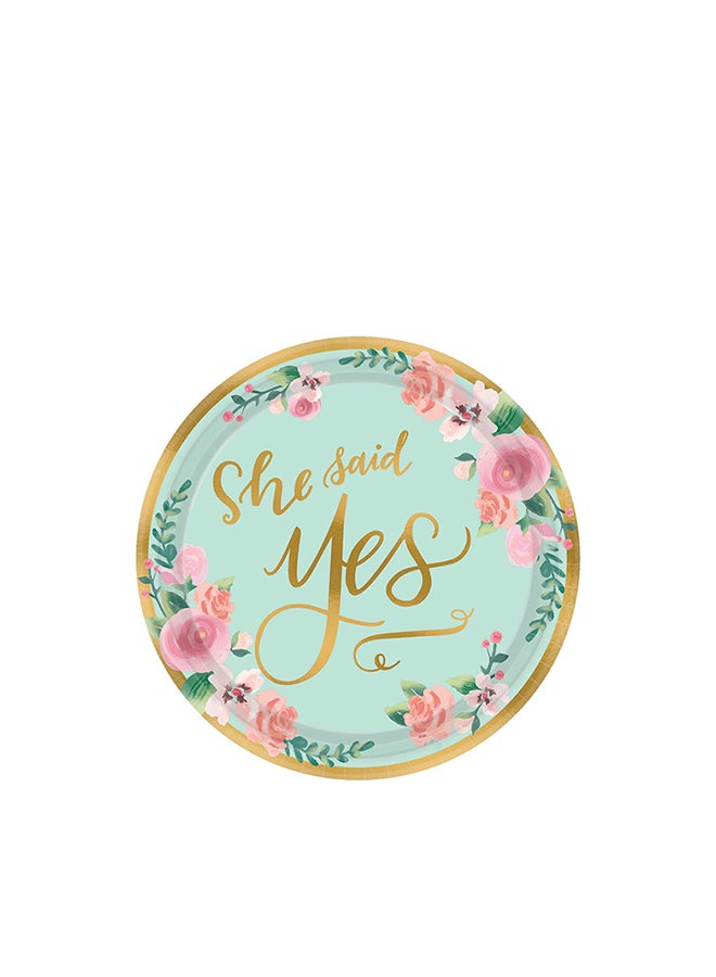 Amscan 8-Piece She Said Yes Paper Plates