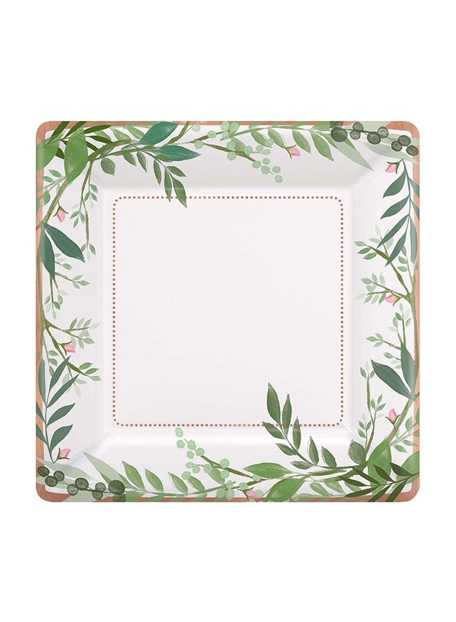 Amscan 8-Piece Love And Leaves Metallic Paper Plates