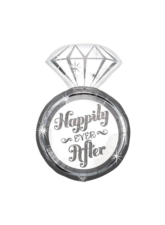 بالون على شكل خاتم يحمل عبارة "Happily Ever After"