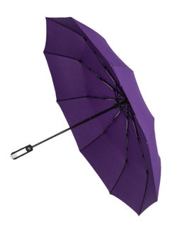 Generic 10-Rib Automatic Tri-Fold Umbrella Purple/Black  - Image 2