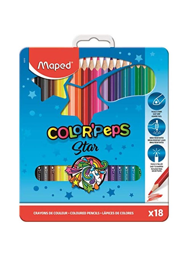 مابد طقم أقلام رصاص ملونة كولور بيبس ستار مكون من 18 قطعة متعدد الألوان