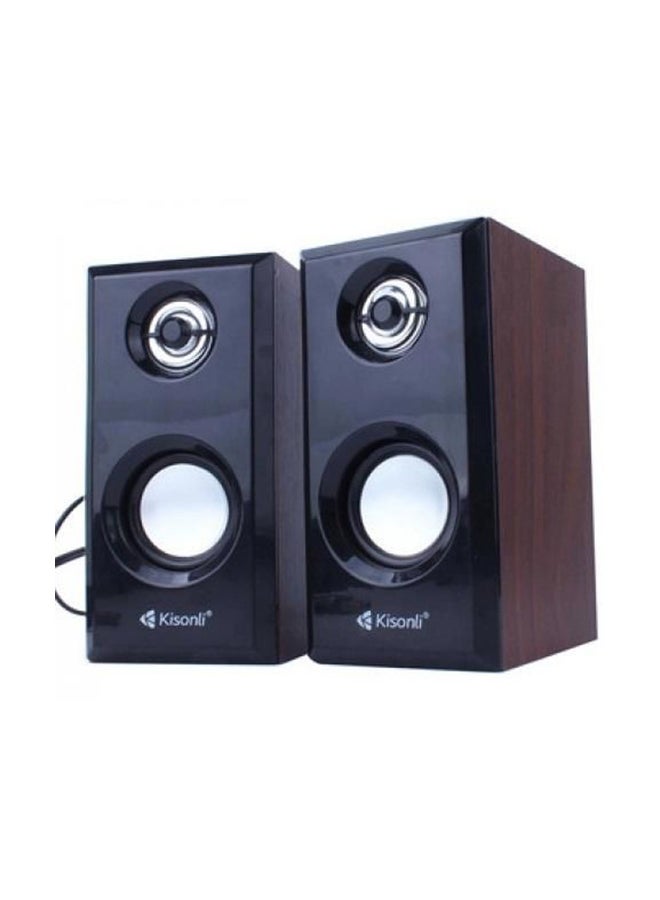 Kisonli Mini 2.0 USB Wired Subwoofer T-001 Black/Brown  - Image 1