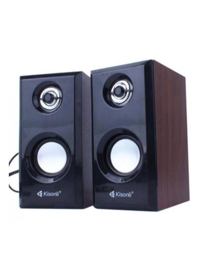 Kisonli Mini 2.0 USB Wired Subwoofer T-001 Black/Brown  - Image 2