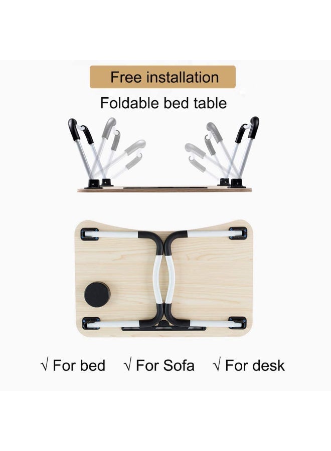 Generic Foldable Wood Desk Beige/White  - Image 2