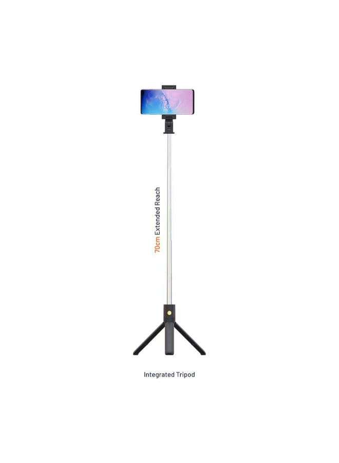 porodo Portable Bluetooth Selfie Stick With Tripod Black  - Image 3