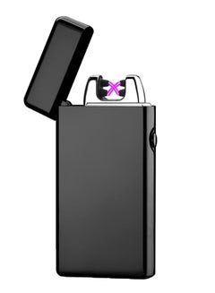 Double Pulsed Arc Rechargeable Flameless Lighter Black 12centimeter