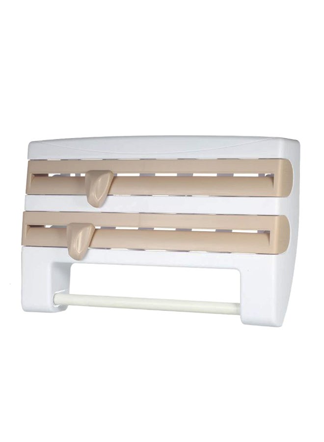Wall Mounted Wrap Holder Rack Organization White/Beige 39 x 23.5cm 