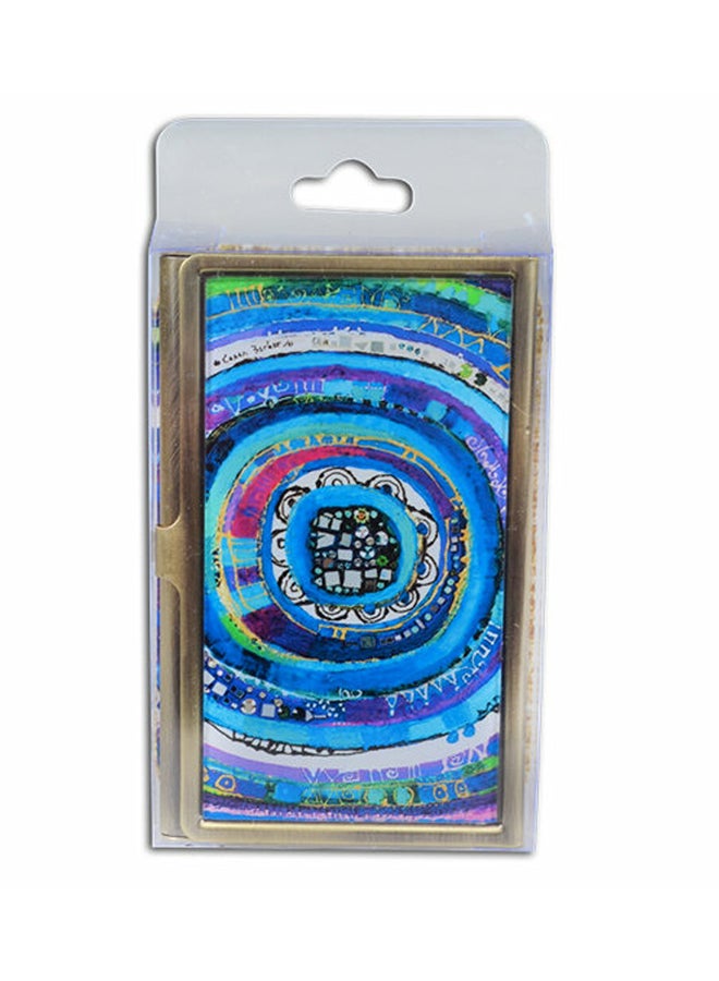 بيج ديزاين حافظة بطاقات بتصميم عين لإبعاد الحسد ذهبي/ أزرق - Image 2