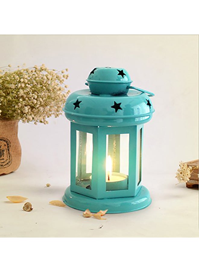 TIED RIBBONS Ramadan Decorative Hanging Tea Light Candle Lantern Blue 6 x 3.7inch 