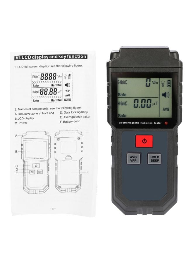 جهاز رقمي بشاشة LCD لاختبار الإشعاع الكهرومغناطيسي الأسود / الأزرق 135x60x27مم - Image 5