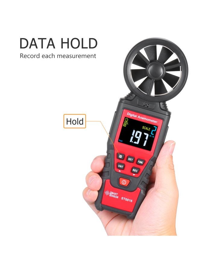 SMART SENSOR - Digital Anemometer Wind Speed Measurer Red/Black 19.7x6.8x2.8centimeter - Image 1