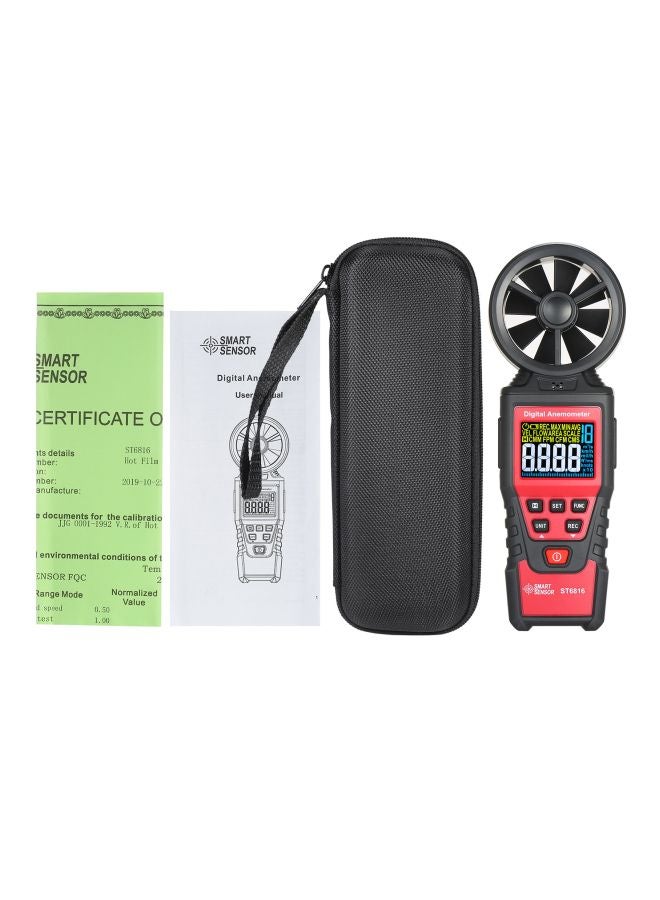 SMART SENSOR - Digital Anemometer Wind Speed Measurer Red/Black 19.7x6.8x2.8centimeter - Image 1
