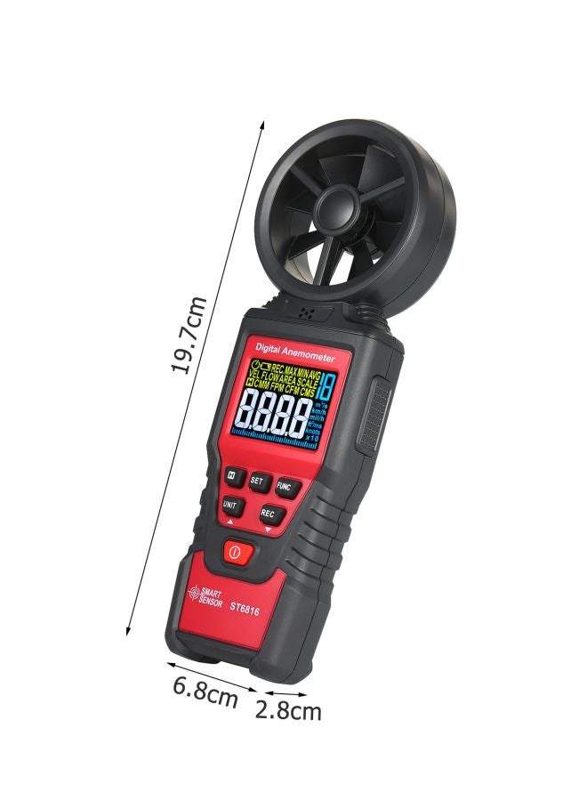 SMART SENSOR - Digital Anemometer Wind Speed Measurer Red/Black 19.7x6.8x2.8centimeter - Image 1