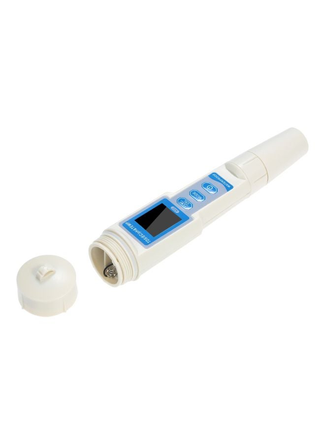 4-In-1 Water Quality Tester Pen White/Blue 188x38mm - Image 1