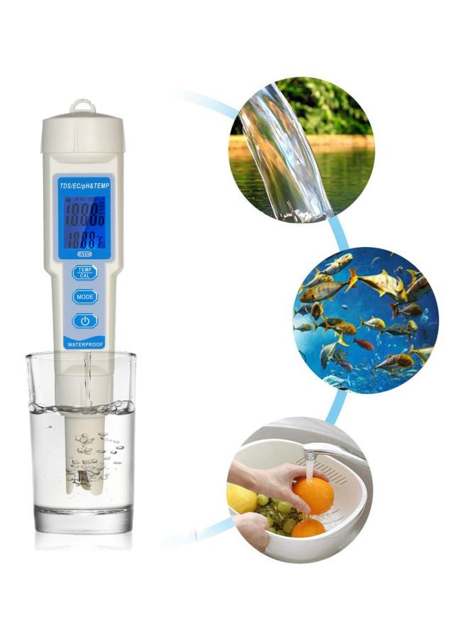 4-In-1 Water Quality Tester Pen White/Blue 188x38mm - Image 2