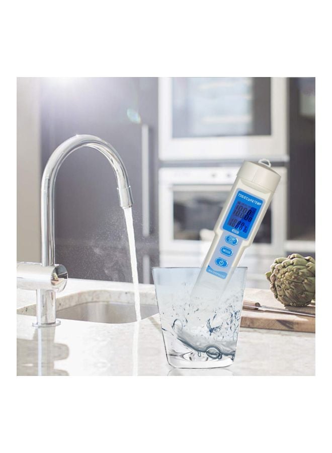4-In-1 Water Quality Tester Pen White/Blue 188x38mm - Image 3