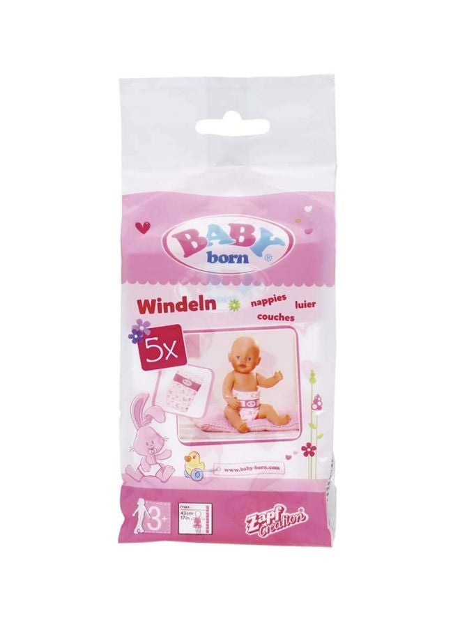 Zapf Creation Pack Of 5 Baby Born Doll Nappies  - Image 2