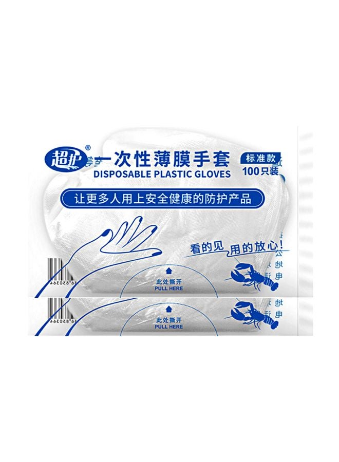طقم قفازات للاستخدام مرة واحدة مكون من مئة زوج شفاف 22x6x15سم - Image 3