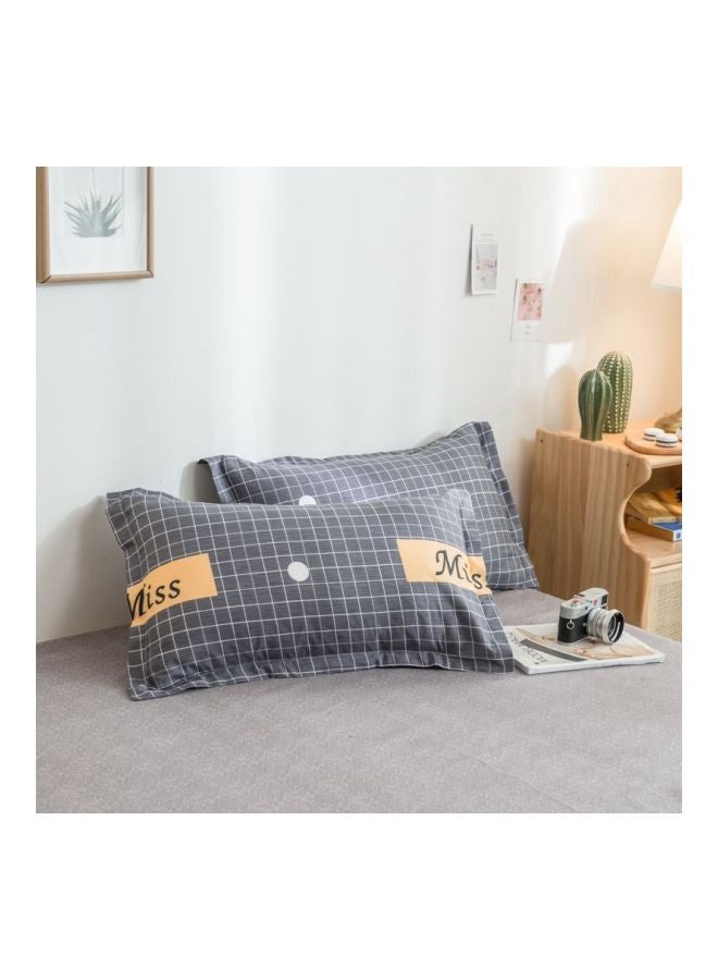 4-Piece Printed Duvet Cover Set Polyester Grey/Blue/Yellow - Image 5