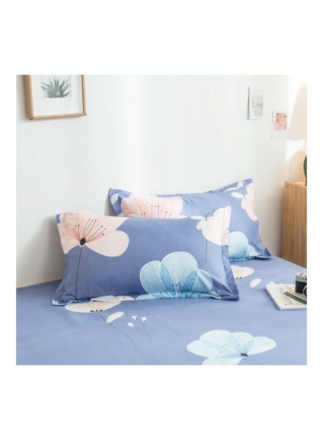 4-Piece Printed Duvet Cover Set Polyester Blue/Pink/Black - Image 5