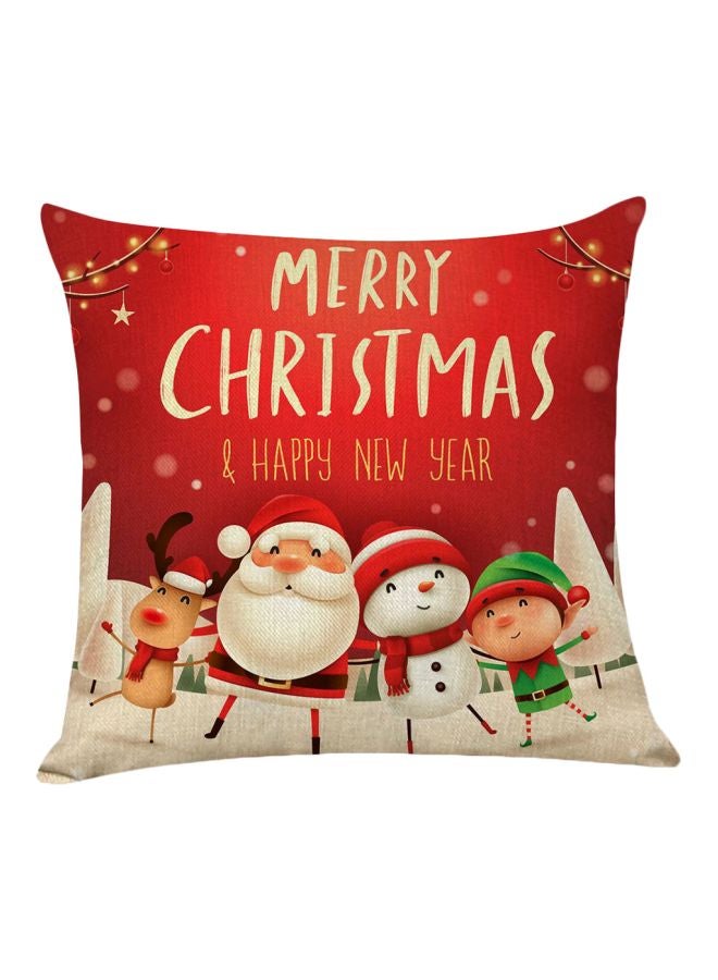 Themed Printed Cushion Cover Red/Beige/White 45x45cm - Image 1