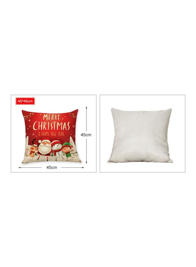 Themed Printed Cushion Cover Red/Beige/White 45x45cm - Image 2