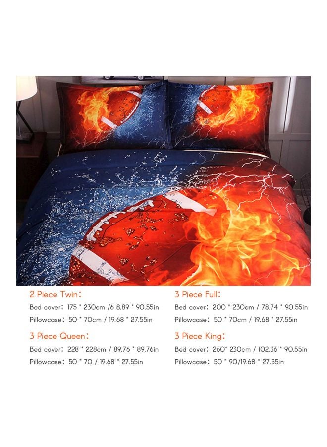 3-Piece Football Printed Bedcover With Pillowcase Set Polyester Blue Full - Image 5
