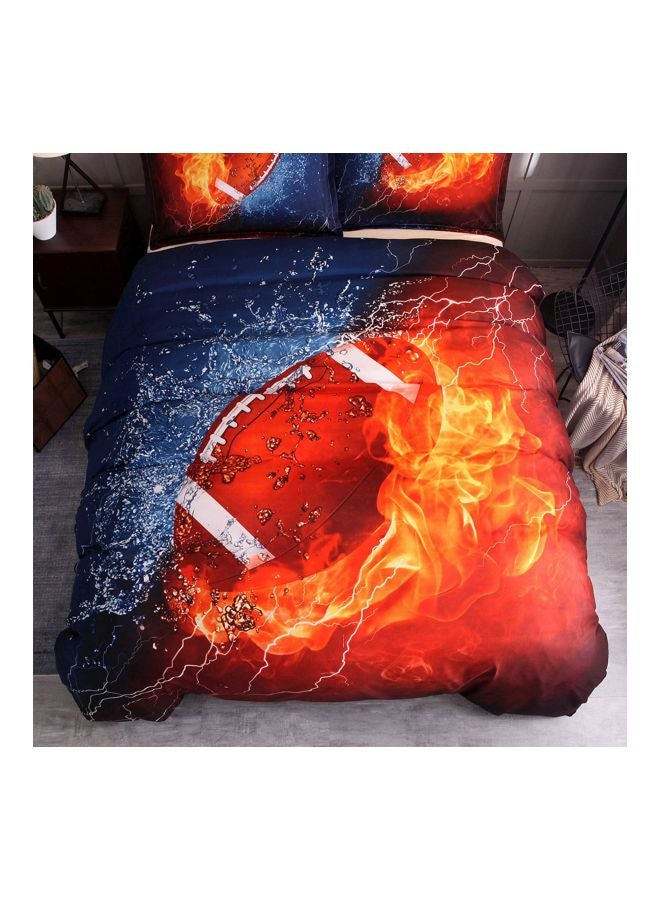 3-Piece Football Printed Bedcover With Pillowcase Set Polyester Blue Full - Image 4