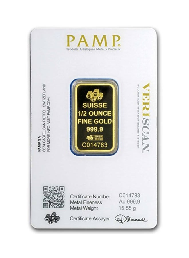 Popley - Suisse Pamp 24K (999.9) 1/2 Ounce Gold Bar - Image 1