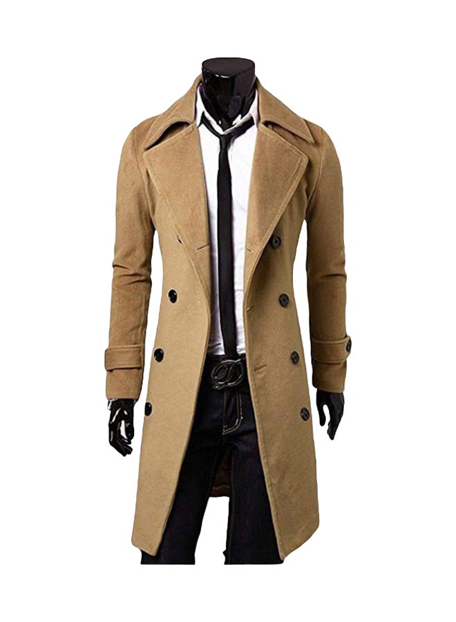 Double Breasted Trench Winter Slim Long Jacket Brown - Image 1