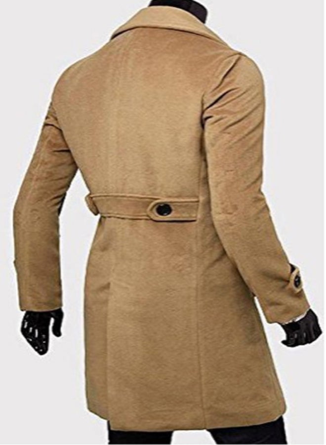 Double Breasted Trench Winter Slim Long Jacket Brown - Image 2