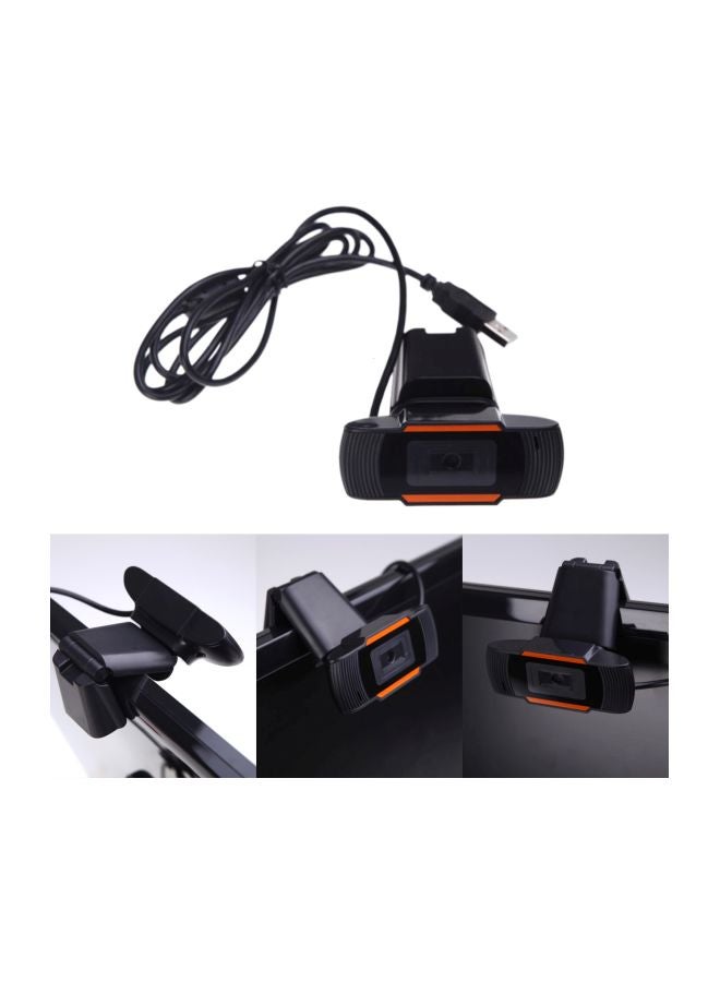 USB Webcam With Built-In Microphone Black/Orange - Image 3