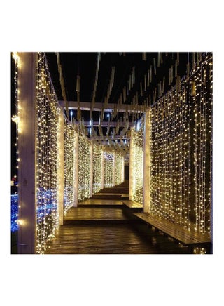 شريط إضاءة بتصميم ستارة مزود ب 300 ضوء LED مع جهاز تحكم عن بعد أصفر 3x3متر - v1590420302/N38050164A_1