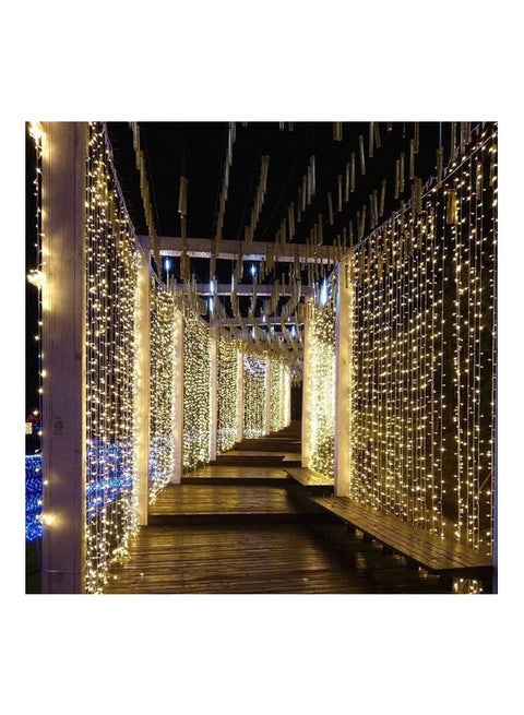 300-LED Curtain String Light With Remote Yellow 3x3meter