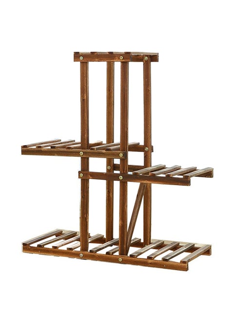 حامل خشبي لأواني الزهور من 4 مستويات بني 60x25x70سم