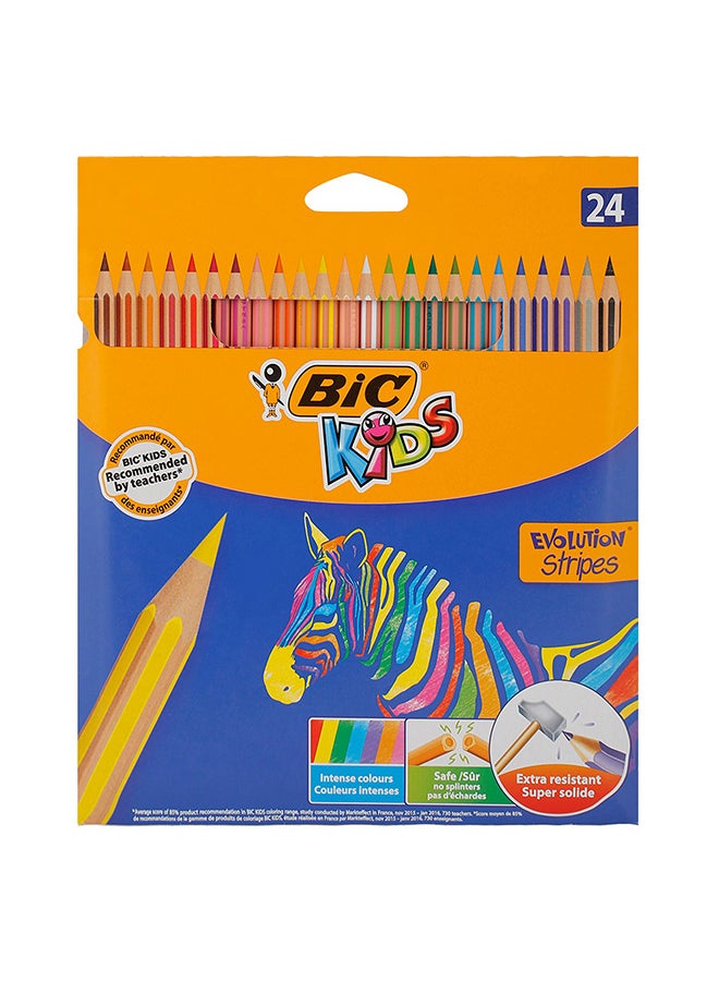 بيك مجموعة أقلام تلوين إيفولوشن ستريبس مكونة من 24 قطعة متعدد الألوان