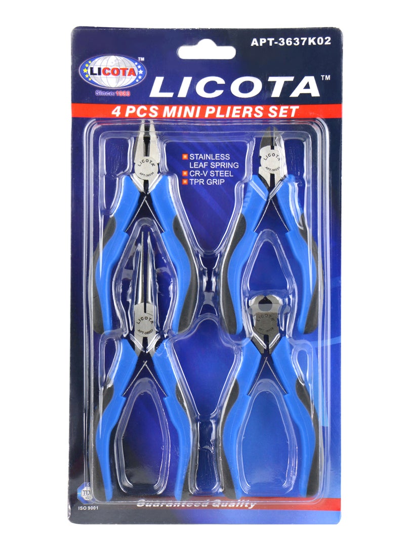 LICOTA 4-Piece Mini Plier Set Blue/Silver - Image 1
