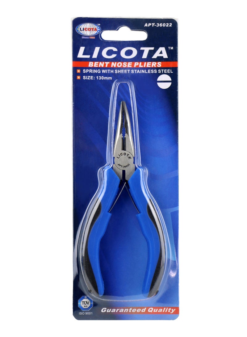 LICOTA Long Nosed Bent Plier Black/Blue/Silver 130mm - Image 1