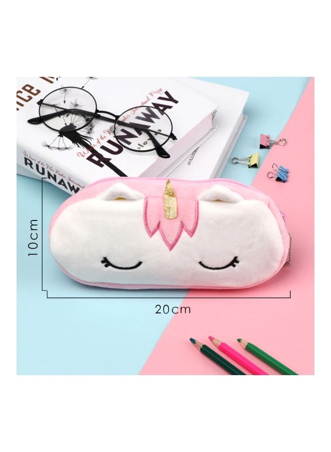 Beauenty Simplicity Unicorn Plush Pencil Case White/Pink/Black  - Image 3