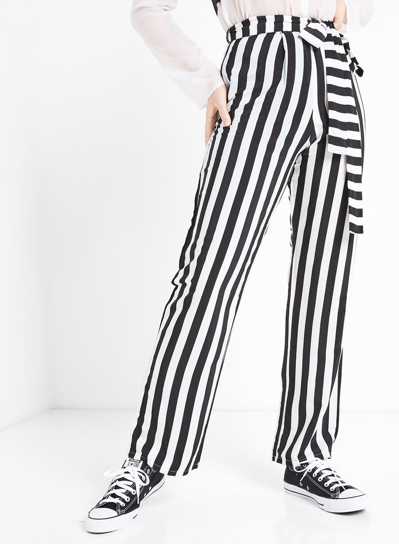 Raw Orange Collared Neck Stripes Co-ords Set Black/White  - Image 4